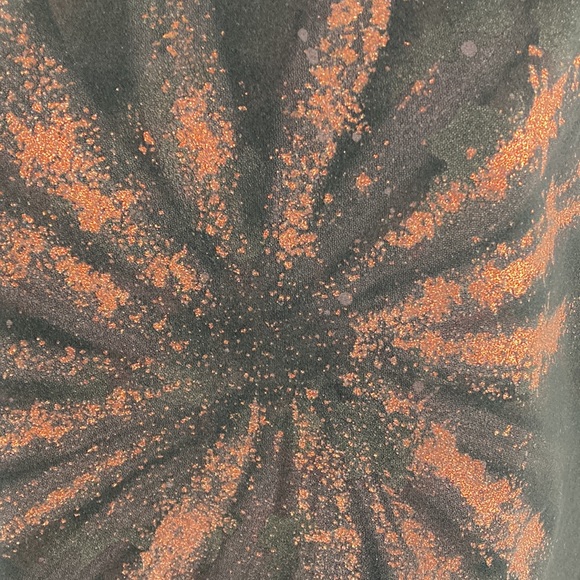 Eye Candy size Large top, black and copper orange, Sunburst glitter design - Picture 2 of 4